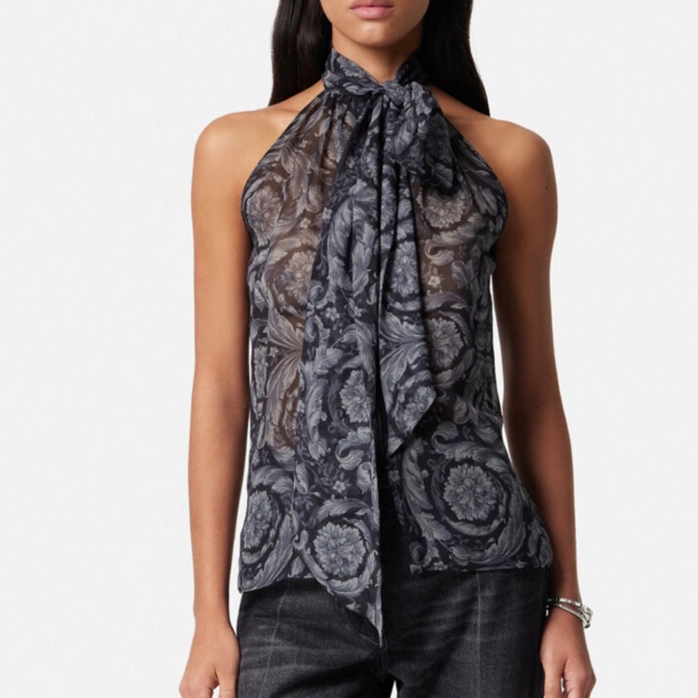 Versace Baroque Scarf-Tie Top